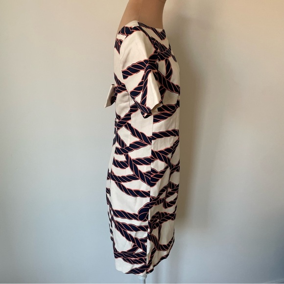 Anthropologie Maeve Nautical Rope Print Keyhole Bow-Back Shift Mini Dress Size 2 - Picture 5 of 11